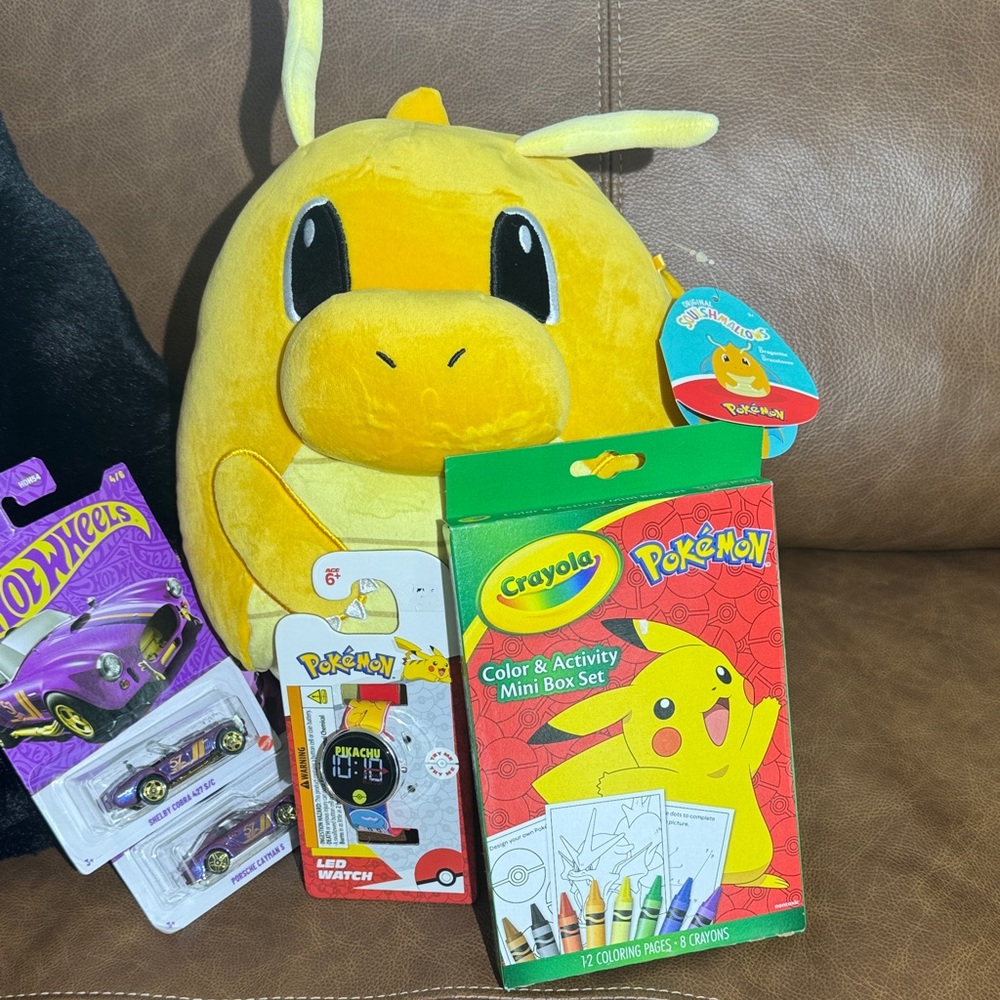 Pokemon Dragonite Plush Toy with Crayola Color & Activity Set and Hot Wheels